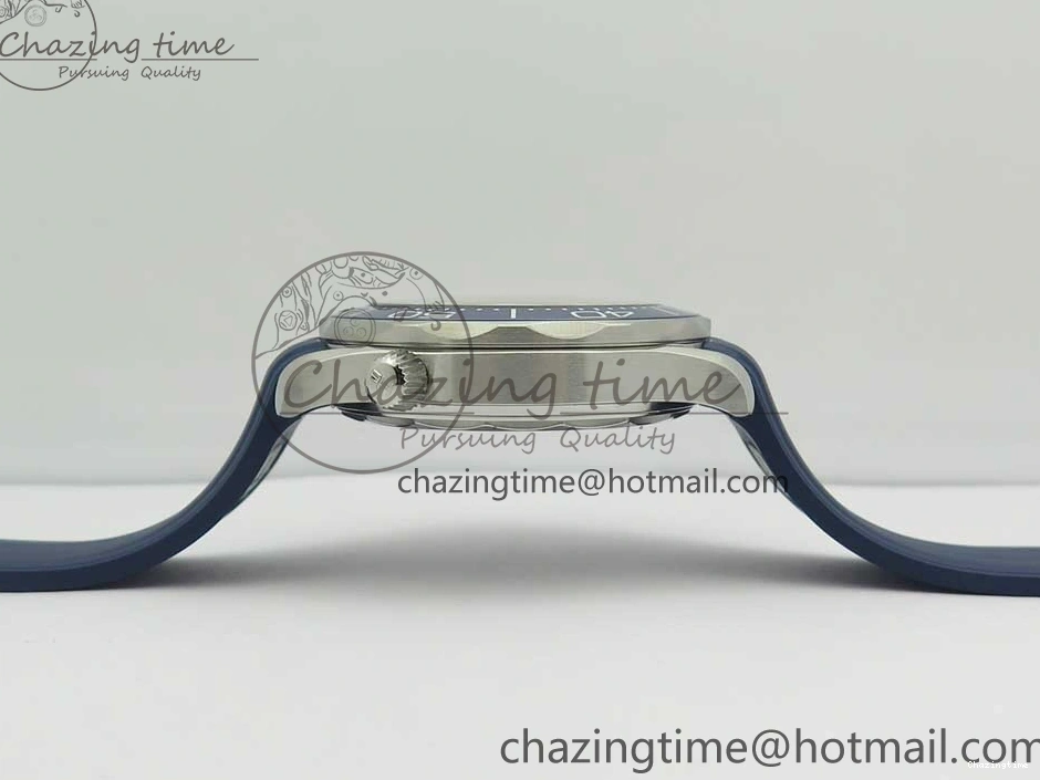 0406 StreetReady 2018 Seamaster Diver 300M VSF 1:1 Best Edition Blue Ceramic Gray Dial on Blue Rubber Strap A8800 V2 (Black Balance Wheel) 7963